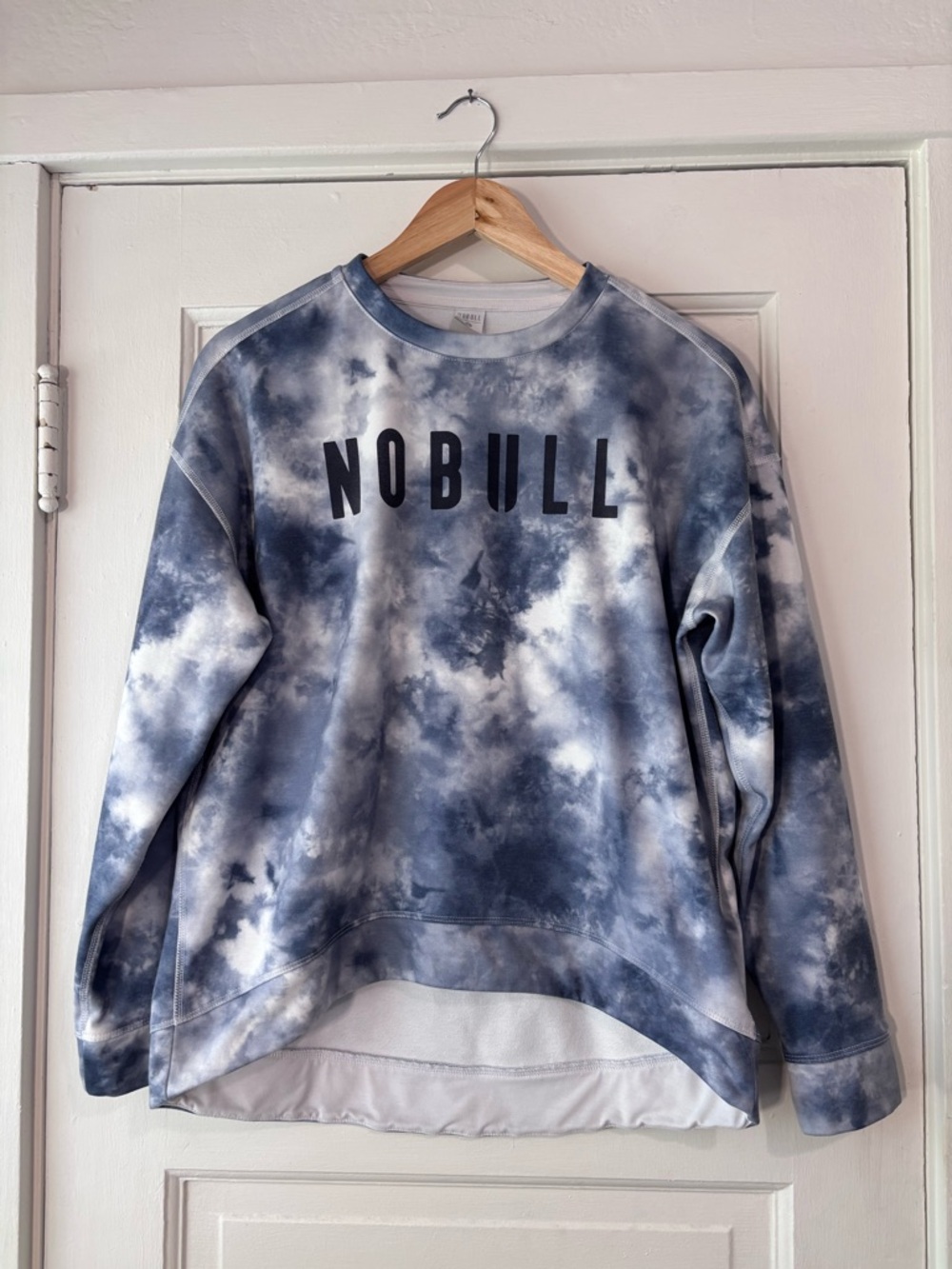 NOBULL Light Blue and White Tie-Dye Crewneck